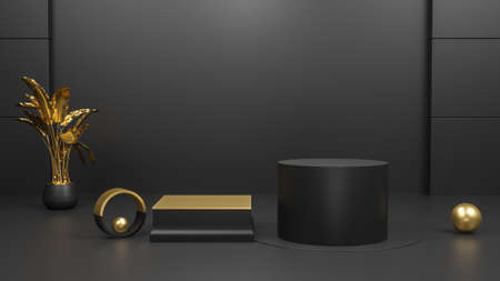 3D rendering black geometric background, can be used for posters, commercial activities and other background and Black Fridayの写真素材