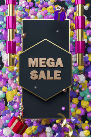 Mega Sale 3D Text Celebration Theme Illustration Artの写真素材