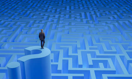 Top view of businessman standing in front of a big glowing money dollar symbol. Concept of get rich. Photorealistic 3D rendering.の写真素材