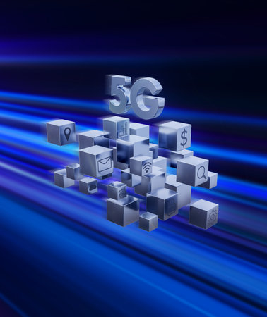 5G network wireless systems and internet of things. 3d renderingの写真素材