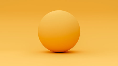 3D render sphere isolated on orange background.