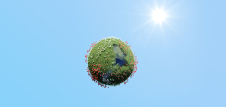Creative abstract global ecology and environment protection business concept: mini green Earth...