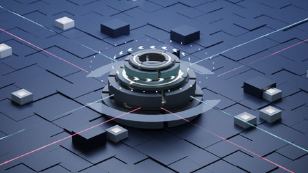SCI-FI technology robotic quantum computing processor concept for business technology, engineering...