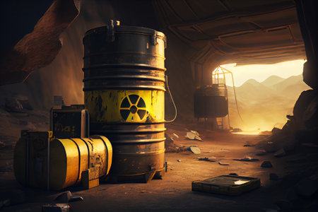 Industrial smoke and fire in the mine. Concept of danger. Generative AIの素材