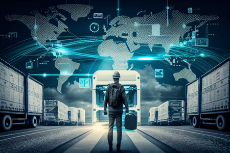 Cargo transportation and import-export commercial logistic industry concept. Generative AIの素材