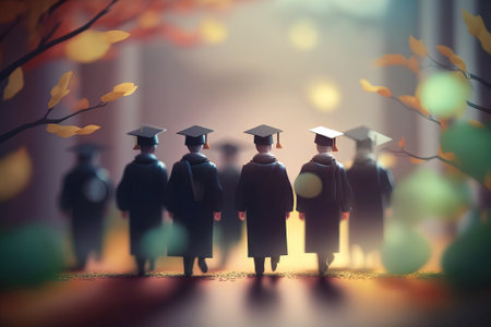 Graduation of students. Concept of education and graduation. Generative AIの素材