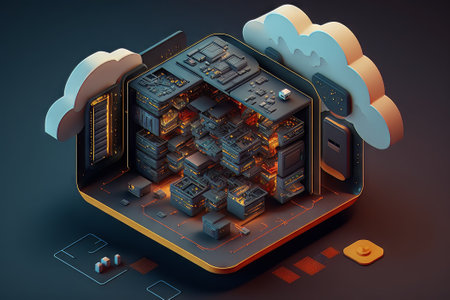 Generative AI concept of cloud computing. Cloud computing concept.の素材