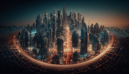 Future city concept. Generative AIの素材