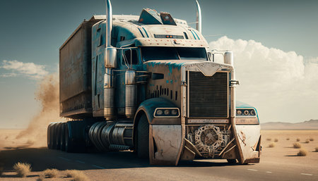 Truck on the road. Generative AIの素材