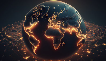 Global network connection concept. Generative AIの素材