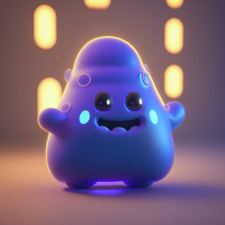 Illustration of blue monster, Generative AIの素材