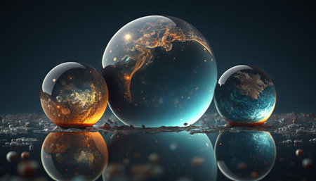 Generative AI of abstract planets in outer space.の素材