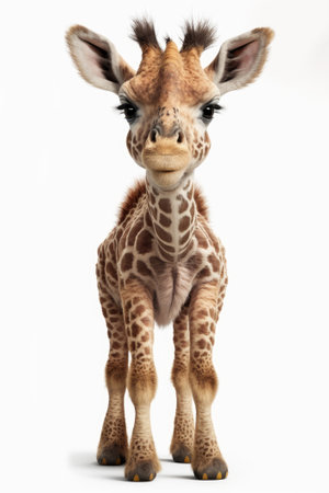 Generative AI cute giraffe isolated on white backgroundの素材