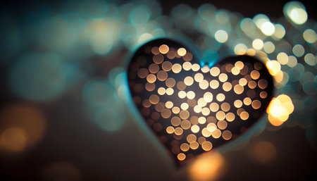 Heart shape bokeh background. Valentines day love concept. Generative AIの素材