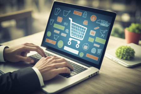 Shopping Online Shopaholics E-Commerce E-Shopping Concept. Generative AIの素材