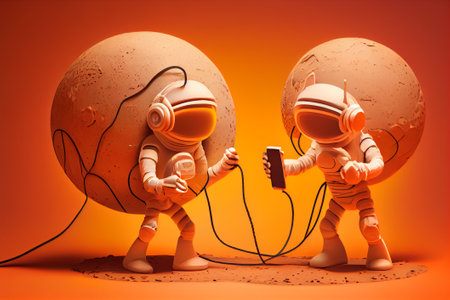 Astronaut with mobile phone. Generative AIの素材