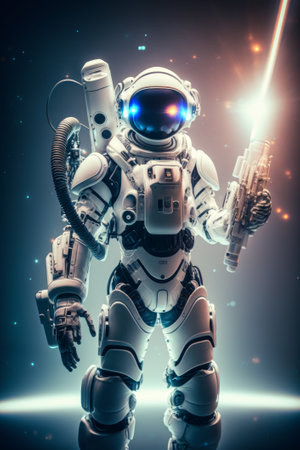 Astronaut in space suit. Science fiction art. Generative AIの素材