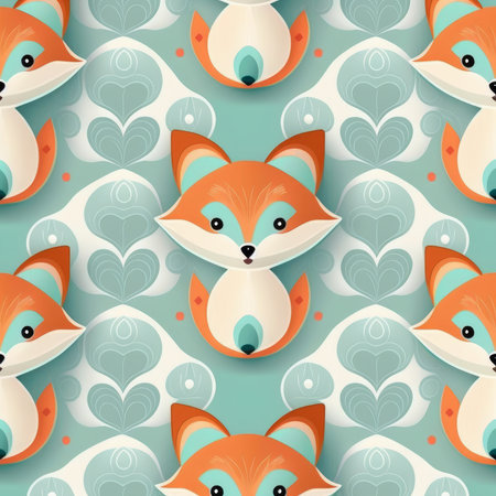 Seamless pattern with cute foxes. Generative AIの素材