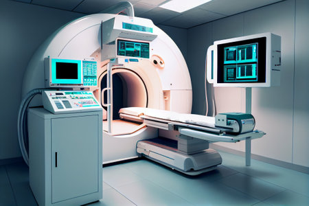 CT ( tomography) scanner room in hospital. Generative AIの素材