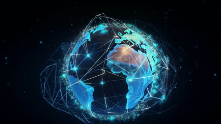 Global network connection concept. Generative AIの素材