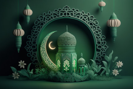 Ramadan Kareem Greeting Card. Generative AIの素材