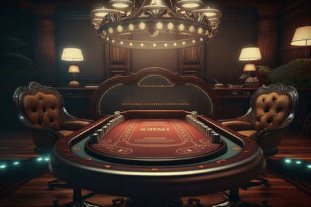Roulette table in casino. Generative AIの素材
