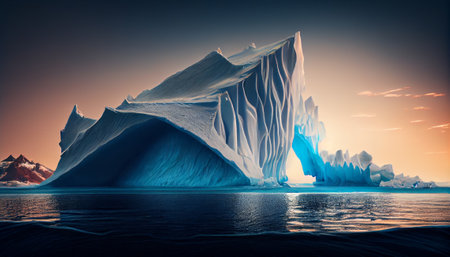 Iceberg on the water. Generative AIの素材