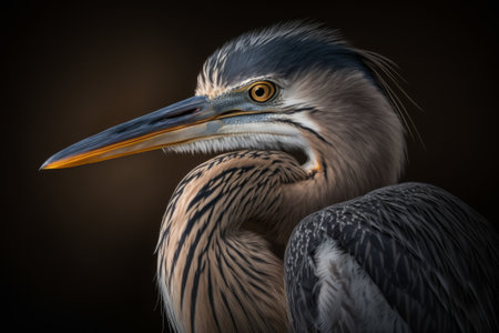 Portrait of a Great Blue Heron (Ardea herodias), Generative AIの素材