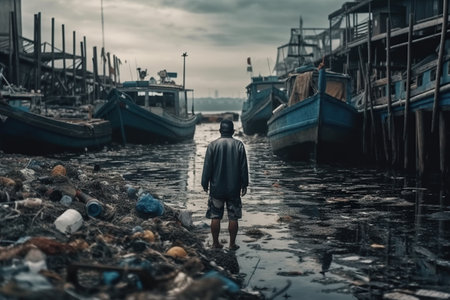 world completley damaged by plastic waste, Generative AIの素材