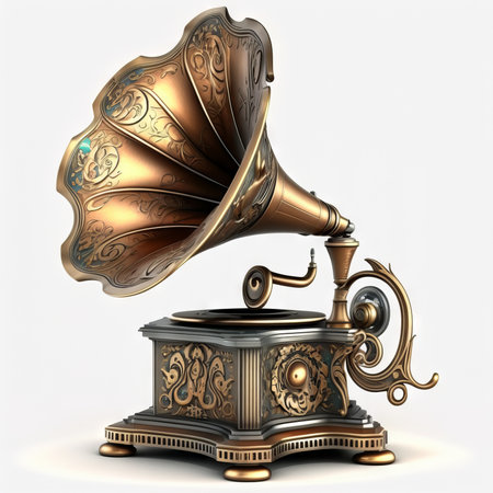 Vintage gramophone on a white background. Generative AIの素材