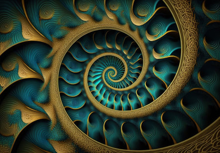 Abstract fractal. Fractal art background for creative design. Decoration for wallpaper, desktop, poster, cover booklet. Generative AIの素材