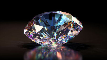 diamond on a black background with reflection. Generative AIの素材