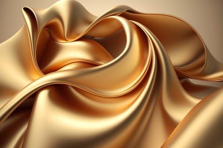 Golden silk background. Generative AI. Smooth elegant golden silk can use as background.の素材