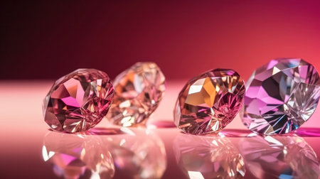 Diamonds on a pink background. Generative AI illustration.の素材