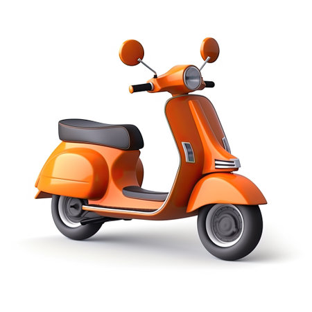 Orange scooter isolated on white background. Generative AIの素材