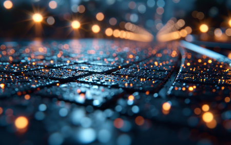 Abstract background of blurred city at night. Bokeh effect.の素材