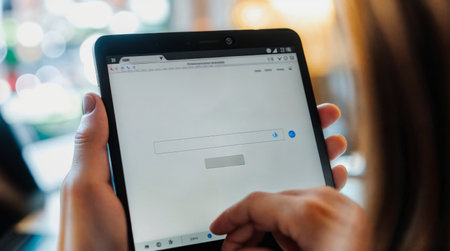 Woman hand holding a padの素材