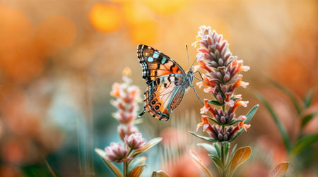 Butterfly on a flower in a gardenの素材