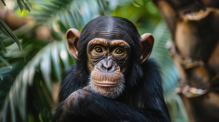 Closeup of Chimpanzee Looking Thoughtfulの素材