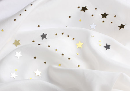 little stars on white silk
