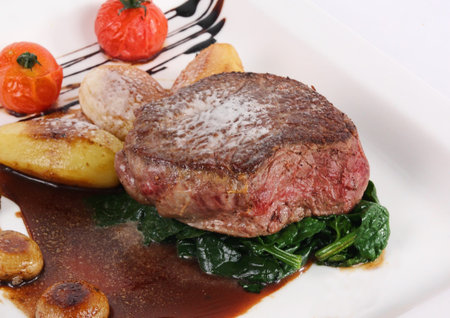 steak medium done - meat - foodの写真素材