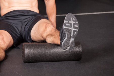 Black massage roll sport exercise