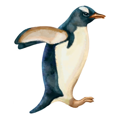 Illustration of funny penguins isolated on white background. High quality illustrationの写真素材