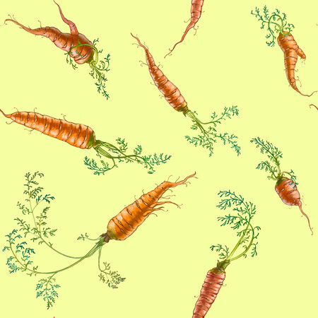 Seamless pattern with painted vegetables. High quality illustration