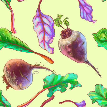 Seamless pattern with painted vegetables. High quality illustrationの写真素材