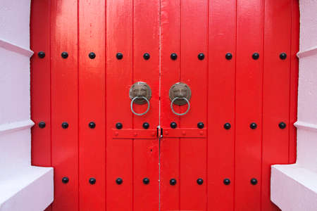 Asian Red wooden main doorsの写真素材