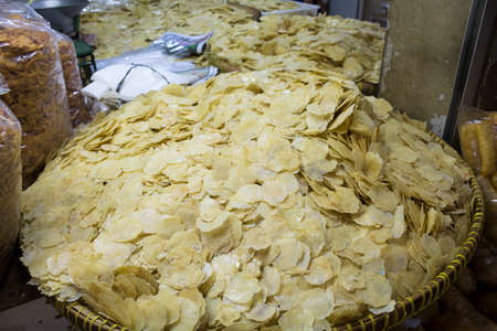 mountain full of tapioca chipsの写真素材