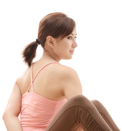 beautiful asian girl with yoga poseの写真素材