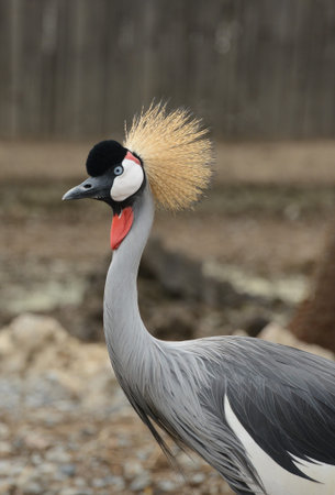 wildlife, close up of african crowned crane