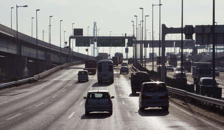 traffic on express way in the morningのeditorial素材